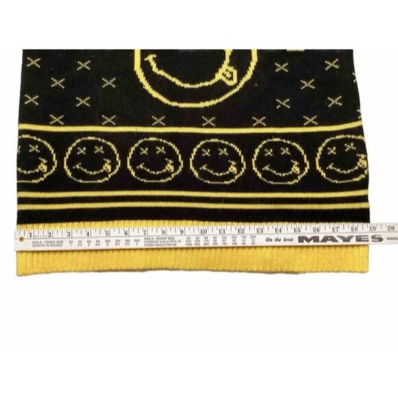 Nirvana Crew Neck Knitted Sweater Yellow Black Small Smiley Face Cobain Grunge - Picture 5 of 5